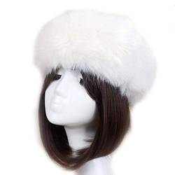 Damen Kunstfell Stirnband Winter Warm Mode Verstellbare Ohrenschützer Haarband Haarschmuck für Outdoor Reiten Wandern Skifahren (Beige) von WSDF