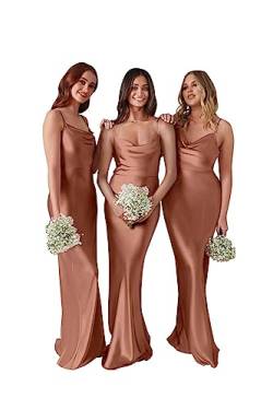 Damen Brautjungfernkleider für Hochzeit Lange Spaghettiträger Formelles Kleid Halter Hochzeit Gast Abendkleider, rust, 50 Plus von WSEYU