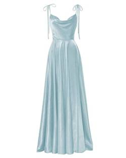 Formelles Abendkleid für Frauen, lange A-Linie, Spaghetti-Träger, Abschlussball, Partykleider, hellblau, 40 von WSEYU