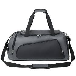 Sporttasche für Männer und Frauen, Dry and Wet Depart Pocket Sport Duffel Bag mit Schuhfach, GRAU, L von WSLCN