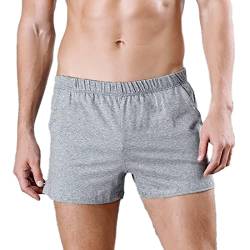 WSLCN Herren-Boxershorts, lockere Passform, Baumwolle, bequem, atmungsaktiv, grau, XS von WSLCN