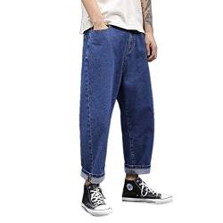 WSLCN Herren Jungen Jeanshose Locker Baggy Pumphose Lange Hosen Casual Lässige Jeans Groß Größen Dunkel Blau B 34 von WSLCN