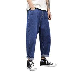 WSLCN Herren Jungen Jeanshose Locker Baggy Pumphose Lange Hosen Casual Lässige Jeans Groß Größen Dunkel Blau B 38 von WSLCN