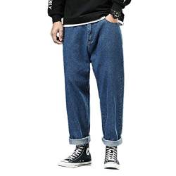 WSLCN Herren Jungen Jeanshose Locker Baggy Pumphose Lange Hosen Lässige Jeans Bundfalten Groß Größen Dunkel Blau C 42 von WSLCN