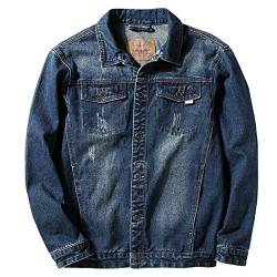 WSLCN Herren Jungen Jeansjacke Groß Größe Jacke Motorradjacke Bikerjakce Freizeitjacke Baumwolle Lose Blau 3XL von WSLCN