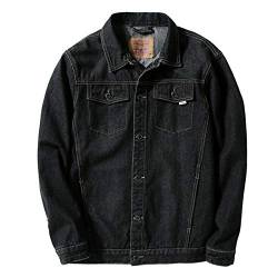 WSLCN Herren Jungen Jeansjacke Groß Größe Jacke Motorradjacke Bikerjakce Freizeitjacke Baumwolle Lose Schwarz 3XL von WSLCN