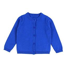 WSLCN Kinder Strickjacke für Mädchen Jungen Basic Cardigan Übergangsjacke Stricken A Blau 4 Jahre Alt(für ca. 110cm) von WSLCN