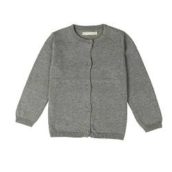 WSLCN Kinder Strickjacke für Mädchen Jungen Basic Cardigan Übergangsjacke Stricken Grau 6 Jahre Alt(für ca. 130cm) von WSLCN