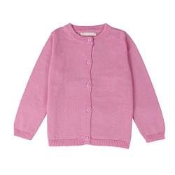 WSLCN Kinder Strickjacke für Mädchen Jungen Basic Cardigan Übergangsjacke Stricken Pink 6 Jahre Alt(für ca. 130cm) von WSLCN