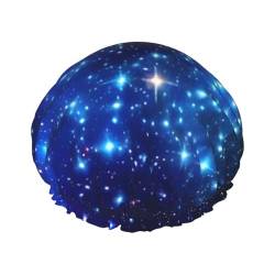 Galaxy Stars bedruckte Duschhaube für Frauen, wasserdichte Badekappen, wiederverwendbar, doppellagig, Duschhut, Badeduschkappen für Männer, Damen, Spa, Salon von WSOIHFEC