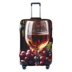 WSOIHFEC Art Red Wine Galsse & Trauben Druck Kofferhülle Personalisierte Reisegepäckabdeckung Trolley Case Cover Reisegepäck-Schutzhülle passend für 45,7 - 81,3 cm Gepäckabdeckungen, Schwarz , S von WSOIHFEC