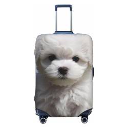 WSOIHFEC Bichon Frisé-Kofferhülle mit Hunde-Aufdruck, personalisierbar, Reisegepäck-Abdeckung, Trolley-Koffer, passend für 45,7 - 81,3 cm Gepäckabdeckungen, Schwarz , XL von WSOIHFEC