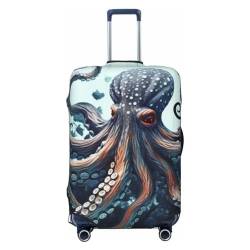 WSOIHFEC Coole Kofferhülle mit Oktopus-Aufdruck, personalisierbar, Reisegepäck-Abdeckung, Trolley-Koffer, passend für 45,7 - 81,3 cm Gepäckabdeckungen, Schwarz , S von WSOIHFEC