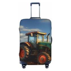 WSOIHFEC Kofferhülle mit Fantasy-Farm-Traktor-Druck, personalisierbar, Reisegepäck-Abdeckung, Trolley-Koffer, passend für 45,7 - 81,3 cm Gepäckabdeckungen, Schwarz , L von WSOIHFEC