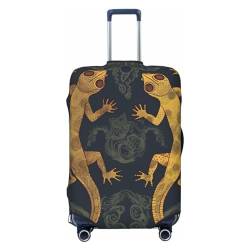 WSOIHFEC Kofferhülle mit Gecko-Eidechsen-Aufdruck, personalisierbar, Reisegepäck-Abdeckung, Trolley-Koffer, passend für 45,7 - 81,3 cm Gepäckabdeckungen, Schwarz , XL von WSOIHFEC