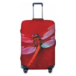 WSOIHFEC Kofferhülle mit Libelle auf rotem Hintergrund, personalisierbar, Reisegepäck-Abdeckung, Trolley-Koffer, passend für 45,7 - 81,3 cm Gepäckabdeckungen, Schwarz , S von WSOIHFEC