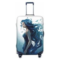 WSOIHFEC Kofferhülle mit Meerjungfrauen-Aufdruck, personalisierbar, Trolley-Koffer, Reisegepäck-Schutzhülle, passend für 45,7 - 81,3 cm Gepäckabdeckungen, Schwarz , M von WSOIHFEC