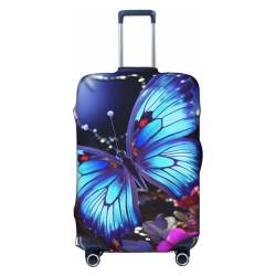 WSOIHFEC Kofferhülle mit Schmetterlings-Aufdruck, personalisierbar, Reisegepäck-Abdeckung, Trolley-Koffer, passend für 45,7 - 81,3 cm Gepäckabdeckungen, Schwarz , M von WSOIHFEC