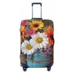 WSOIHFEC Kofferhülle mit frischem Blumenmotiv, personalisierbar, Reisegepäck-Abdeckung, Trolley-Koffer, passend für 45,7 - 81,3 cm Gepäckabdeckungen, Schwarz , XL von WSOIHFEC