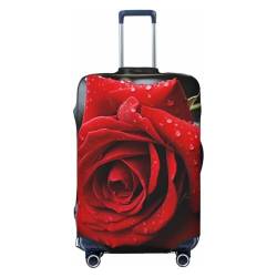 WSOIHFEC Kofferhülle mit rotem Rosen-Aufdruck, personalisierbar, Trolley-Koffer, Reisegepäck-Schutzhülle, passend für 45,7 - 81,3 cm Gepäckabdeckungen, Schwarz , M von WSOIHFEC