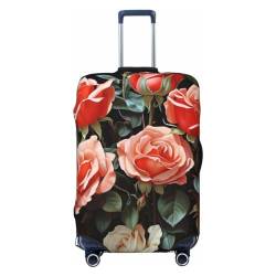 WSOIHFEC Kofferhülle mit schönem Rosen-Motiv, personalisierbar, Reisegepäck-Abdeckung, Trolley-Koffer, passend für 45,7 - 81,3 cm Gepäckabdeckungen, Schwarz , L von WSOIHFEC