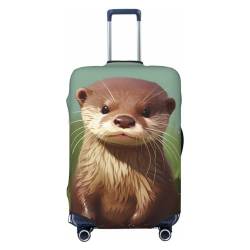 WSOIHFEC Kofferhülle mit süßem Otter-Druck, personalisierbar, Reisegepäck-Abdeckung, Trolley-Koffer, passend für 45,7 - 81,3 cm Gepäckabdeckungen, Schwarz , L von WSOIHFEC