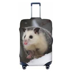 WSOIHFEC Opossum Kofferhülle im Schnee, personalisierbar, Reisegepäck-Abdeckung, Trolley-Koffer, Reisegepäck-Schutzhülle, passend für 45,7 - 81,3 cm Gepäckabdeckungen, Schwarz , S von WSOIHFEC