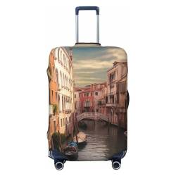 WSOIHFEC Schöner Venedig-Kofferüberzug mit Kanalblick-Druck, personalisierbar, Reisegepäck-Abdeckung, Trolley-Koffer, passend für 45,7 - 81,3 cm Gepäckabdeckungen, Schwarz , M von WSOIHFEC