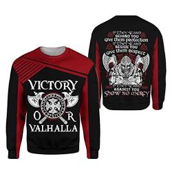 WSXJJ 3D Nordic Odin Herren Hoodie, Retro Wikinger Tattoo Casual Sweatshirt Herbst Street Jacke,Valhalla Sweatshirt,XL von WSXJJ