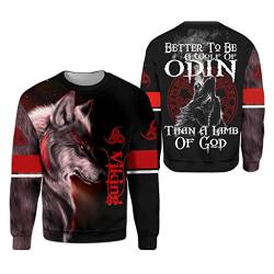 WSXJJ 3D Nordic Odin Herren Hoodie, Retro Wikinger Tattoo Casual Sweatshirt Herbst Street Jacke,Wolf Odin Sweatshirt,XL von WSXJJ