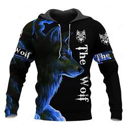 WSXJJ 3D Wikinger Odin Tattoo Hoodie Langarm Sweatshirt, Nordic Herren Casual Pullover Jacket Skandinavische Kleidung,Fenrir Wolf Hoodie,XL von WSXJJ