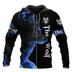 WSXJJ 3D Wikinger Odin Tattoo Hoodie Langarm Sweatshirt, Nordic Herren Casual Pullover Jacket Skandinavische Kleidung,Fenrir Wolf Zip,M von WSXJJ