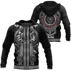 WSXJJ 3D Wikinger Odin Tattoo Hoodie Langarm Sweatshirt, Nordic Herren Casual Pullover Jacket Skandinavische Kleidung,Odin god Hoodie,4XL von WSXJJ