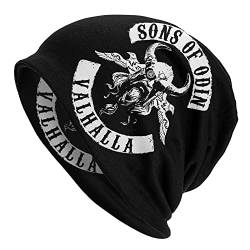 Wikinger Street Skullies Mützen Mützen Sons of Odin Bonnet Herren Damen Mode Hut Winterwarme Hip-Hop-Kappe,Odin Valhalla,One Size von WSXJJ