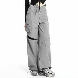 2023 Harajuku Sexy Cargo Hosen Frauen Y2K Aushöhlen Beiläufige Breite Bein Hosen Amerikanischen Street Hip Hop Zipper-1-S von WSZJLN