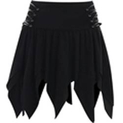 Harajuku Gothic Schwarzer Minirock Damen Streetwear Vintage Y2k Punk Emo Alt Hohe Taille Spitze-up Unregelmäßiger Rock Clubwear Female-1-L von WSZJLN