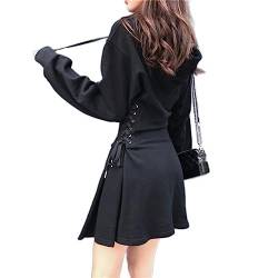 WSZJLN Frühling Herbst Frauen Kleid Koreanischen Stil schlanke hohe Taille Mit Kapuze Streetwear Korsett Spitze up Sport Kleid weibliche Kleider von WSZJLN