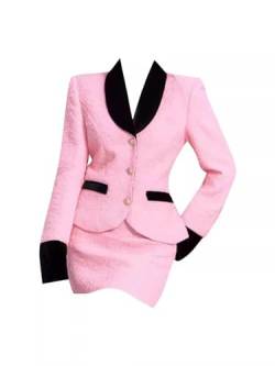 WSZJLN Großer Blazer im französischen Stil, eleganter Damenanzug, sexy schlankmachender Hüftrock für Damen im Herbst, zweiteiliges Set-Rosa Rock-S von WSZJLN