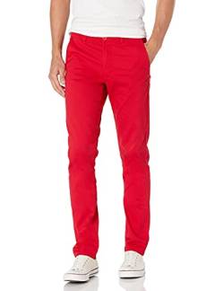 WT02 Herren Skinny Fit Basic Chinohose aus dehnbarer Baumwolle Lässige Hose, Rot/Ausflug, einfarbig (Getaway Solids), 32W / 30L von WT02