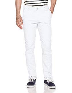 WT02 Herren Skinny Fit Basic Chinohose aus dehnbarer Baumwolle Lässige Hose, Weiss/opulenter Garten, 34W / 32L von WT02