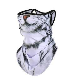 WTACTFUL 3D Tier Gesichtsmaske Sommer Sonnenschutz Masken mit Ohrschlaufen Loop Schal Bandana Halstuch Kopftuch Schlauchschal Outdoor Funktionstücher für Damen Herren Amerikanisch Kurzhaar von WTACTFUL