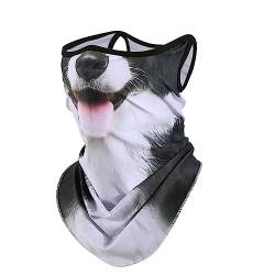 WTACTFUL 3D Tier Gesichtsmaske Sommer Sonnenschutz Masken mit Ohrschlaufen Loop Schal Bandana Halstuch Kopftuch Schlauchschal Outdoor Funktionstücher für Damen Herren Border Collie von WTACTFUL