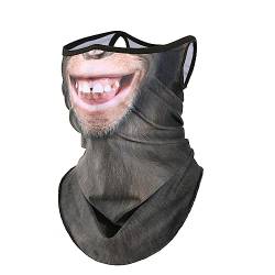 WTACTFUL 3D Tier Gesichtsmaske Sommer Sonnenschutz Masken mit Ohrschlaufen Loop Schal Bandana Halstuch Kopftuch Schlauchschal Outdoor Funktionstücher für Damen Herren Gorillas von WTACTFUL