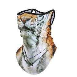 WTACTFUL 3D Tier Gesichtsmaske Sommer Sonnenschutz Masken mit Ohrschlaufen Loop Schal Bandana Halstuch Kopftuch Schlauchschal Outdoor Funktionstücher für Damen Herren Tiger von WTACTFUL