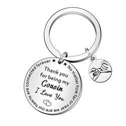 WTOPP Cousin Keyring Cousin Gift for Cousins Cousin Key Chain Christmas Birthday Graduation Gifts for Cousins Family Gifts Thank you for being my Cousin I Love You, silber, One size von WTOPP