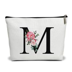 Kosmetiktasche mit Blumenbuchstaben, Alphabet, Initiale, Make-up-Tasche, Geburtstagsgeschenk für Frauen, Mutter, Freundin, Braut, Brautjungfer, Kosmetiktasche, N von WUAWN