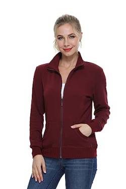 WUDODO Damen Lange Ärmel Sweatjacke Frauen Stehkragen Sweatshirt mit Reissverschluss von WUDODO