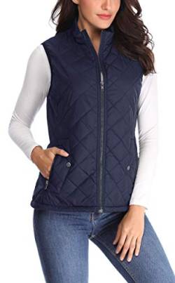 Wudodo Damen Weste mit Stehkragen Weste Jacke Reißverschluss Steppweste Winter Warm Ultraleicht von WUDODO