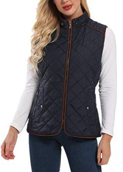 Wudodo Damen Weste mit Stehkragen Weste Jacke Reißverschluss Steppweste Winter Warm Ultraleicht von WUDODO