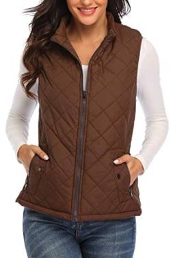 Wudodo Damen Weste mit Stehkragen Weste Jacke Reißverschluss Steppweste Winter Warm Ultraleicht von WUDODO